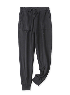 加绒卫裤秋冬新款外贸女装百搭保暖松紧高腰显瘦束口运动裤13615