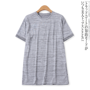 短袖 条纹T恤夏季 百搭休闲圆领修身 外贸男装 套头速干上衣12928 新款