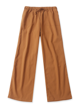 肌理感直筒裤秋季新款外贸女装休闲百搭松紧高腰线宽松长裤18873