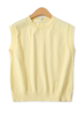 糖果色针织马甲秋季新款外贸女装百搭圆领修身套头无袖背心18139