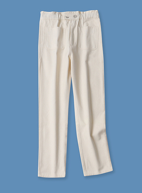 高腰休闲裤秋季新款外贸女装百搭显瘦松紧腰双口袋时尚长裤11432