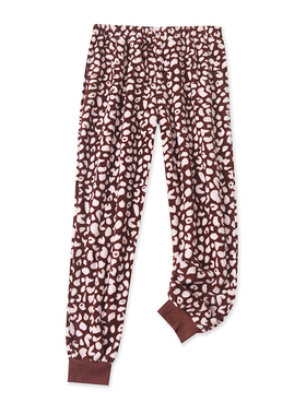 珊瑚绒家居裤冬季新款外贸女装亲肤松紧腰宽松印花束口睡裤17258