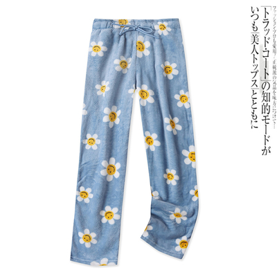 亲肤宽松松紧高腰印花家居睡裤