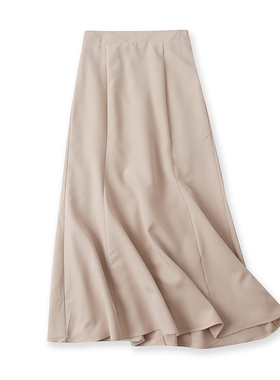 日单鱼尾长裙春夏季新款外贸女装百搭后松紧高腰显瘦半身裙14487