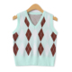 新款 外贸女装 学院风百搭修身 菱格针织背心秋季 短款 拼色马甲18825