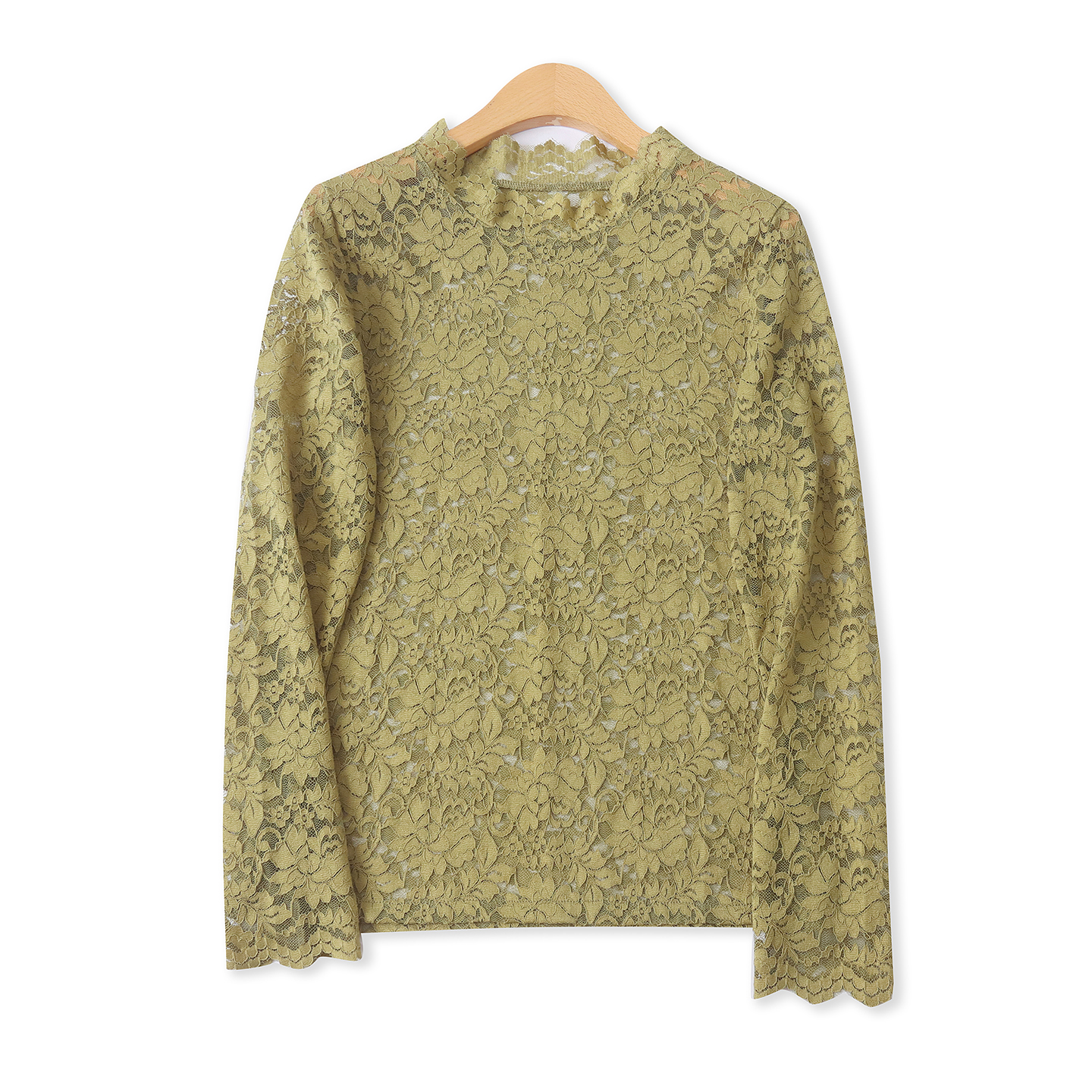 镂空蕾丝小衫秋季新款外贸女装百搭时尚花边领修身长袖上衣18451