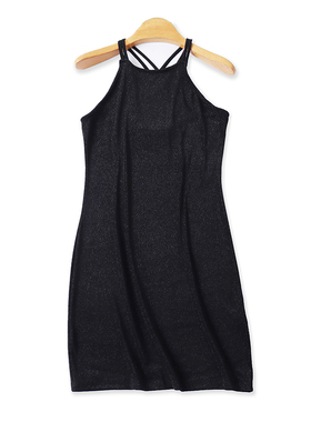 中长亮丝背心夏季新款外贸女装百搭时尚修身弹力交叉吊带衫18126