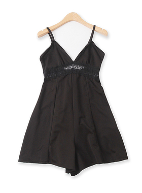 连体裤夏季新款外贸女装时尚百搭蕾丝拼接显瘦露背吊带短裤15128