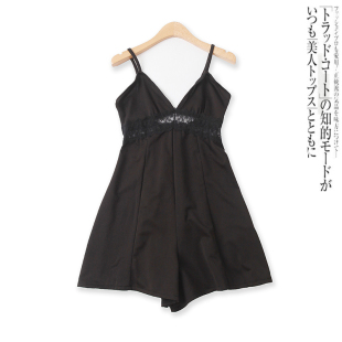 夏季 百搭蕾丝拼接显瘦露背吊带短裤 新款 时尚 15128 外贸女装 连体裤