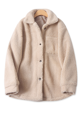 羊羔毛外套秋冬新款外贸女装休闲翻领单排扣宽松长袖毛毛衣17373