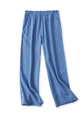 棉麻阔腿九分裤夏新款外贸女装时尚百搭松紧高腰显瘦休闲裤15497