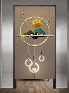 中式轻奢麋鹿长款门帘玄关厕所遮挡帘厨房卫生间隔断帘卧室挂布帘