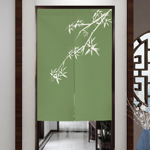 新中式竹报平安门帘布艺中国风竹子隔断风水帘卧室卫生间遮挡挂帘