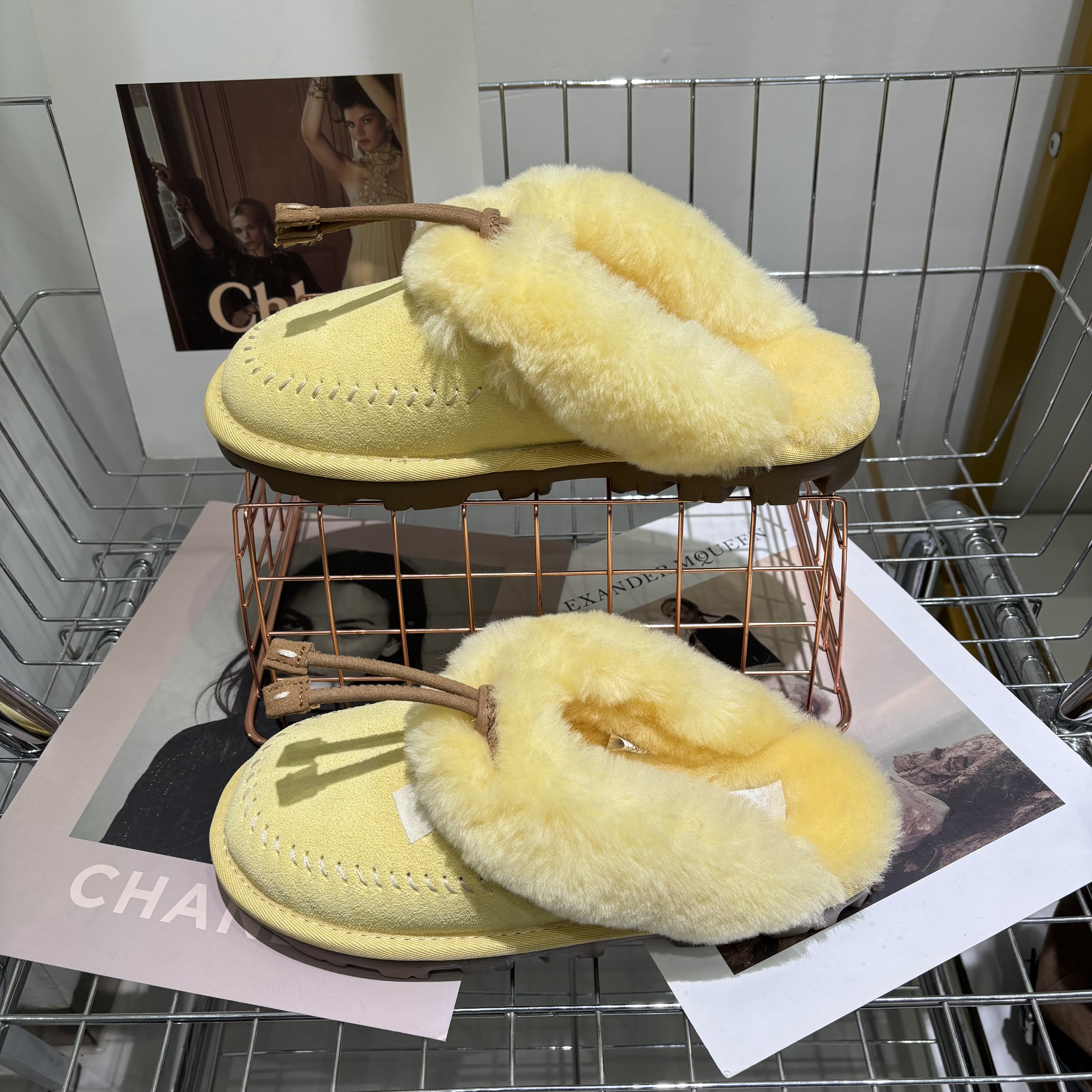 小鸡黄雪地棉厚底毛毛鞋女冬季保暖防滑包头拖外穿加绒懒人半拖鞋