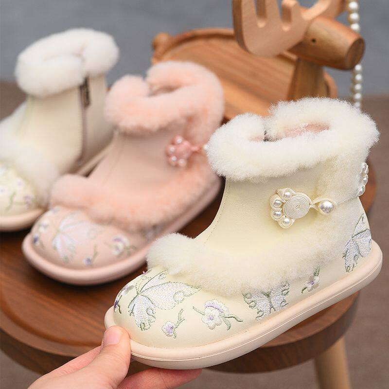 女童国风汉服鞋加绒雪地靴