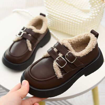 秋冬女童真皮加绒二棉鞋