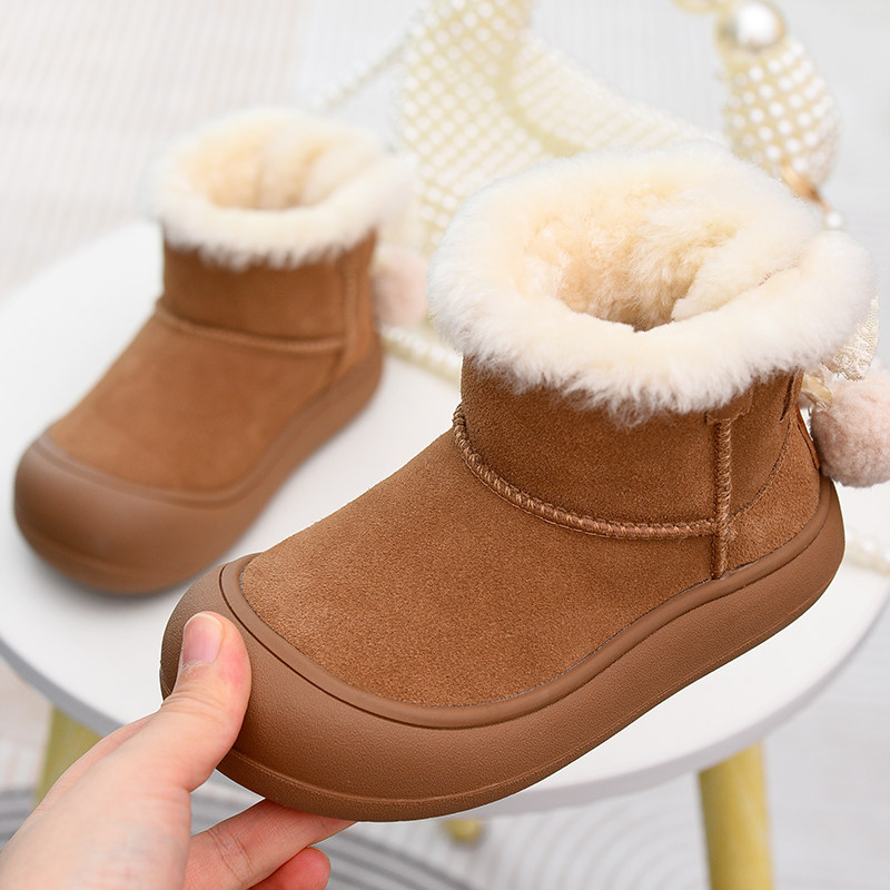 女童雪地靴加厚皮毛一体大棉靴