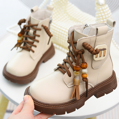 女童真皮马丁靴儿童加绒靴子单靴