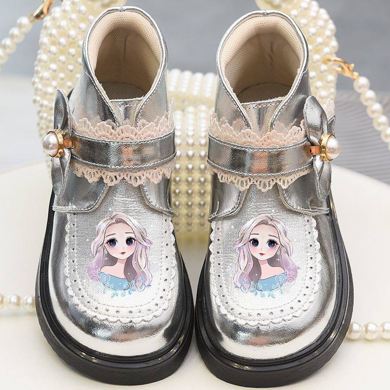 女童真皮公主靴儿童短靴2025秋冬新款童鞋女孩皮靴子加绒棉靴单靴