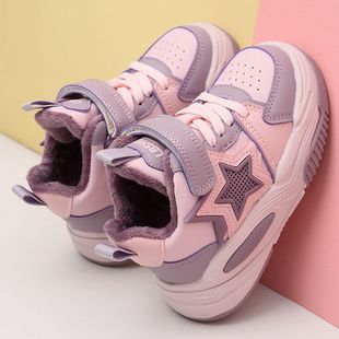 蜡比小星女童加绒运动鞋儿童二棉鞋2025冬季新款童鞋宽头休闲冬鞋