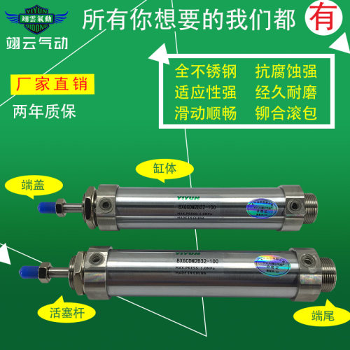 适配SMC型带磁全不锈钢迷你气缸BXGCDM2B40-175 200 225 250 300