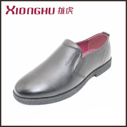 雄虎真皮一脚蹬休闲低帮橡胶底防滑皮鞋男圆头柔软舒适舒适通勤鞋