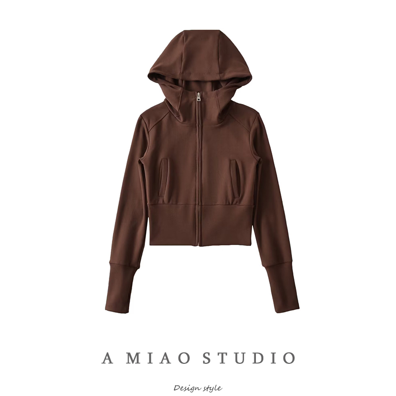 内里磨毛修身内磨毛复古连帽卫衣