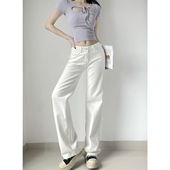 长裤 美式 低腰宽松休闲垂感高街窄版 直筒裤 复古白色牛仔裤 女春夏款