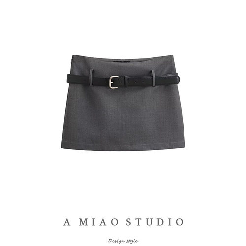 百搭灰色防走光半身裙女a字短裙