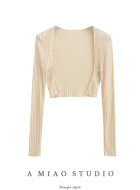 纯欲风多色基础百搭短款长袖坎肩针织小开衫ins洋气空调衫防晒衫