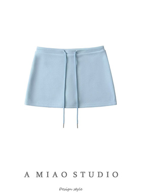 美式低腰抽绳运动短裙女2025夏季新品辣妹防走光半身裙包臀A字裙