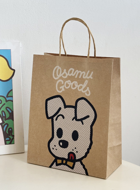 可爱狗狗牛皮纸手提袋猫咪咖啡奶茶饮品打包纸袋礼品袋购物纸袋