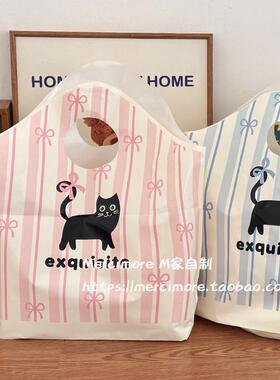 ins甜美可爱猫咪卡通手提袋塑料袋服装包装袋购物打包袋子