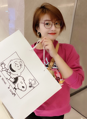 2个装~ins史努比卡通礼品袋加大加厚纸手提袋高颜值白色纸袋