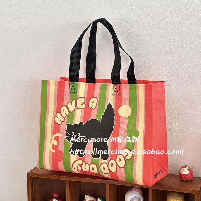 黑猫圣诞手提无纺布袋