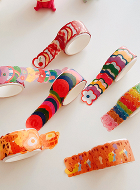 ins可爱卡通简笔画贴纸卷装100贴可撕日记手账diy韩国和纸胶带