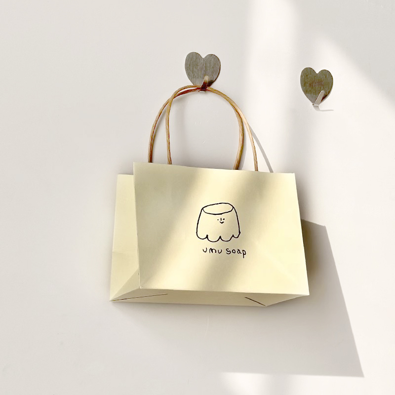 卡通布丁手提纸袋森系原色礼品袋