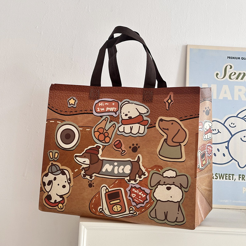 可爱做旧修狗无纺布手提袋礼品袋包装袋覆膜防水卡通购物袋环保袋,包装,无纺布包装袋,淘宝优惠券,粉丝福利购,淘宝优惠卷