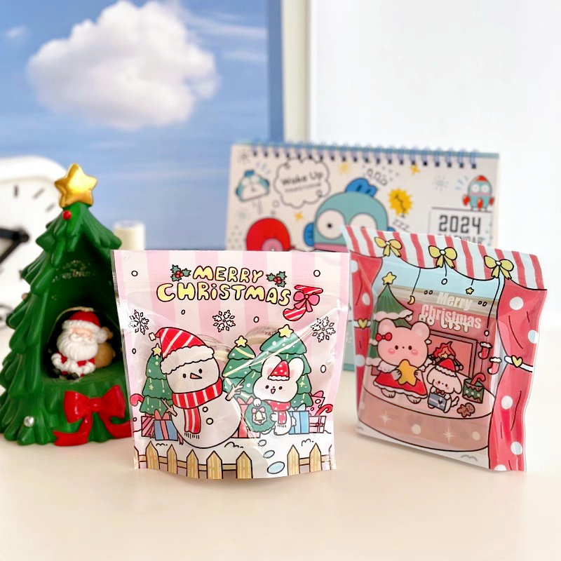 卡通可爱圣诞礼物零食自封袋密封袋食品饼干糖果口罩小号包装袋