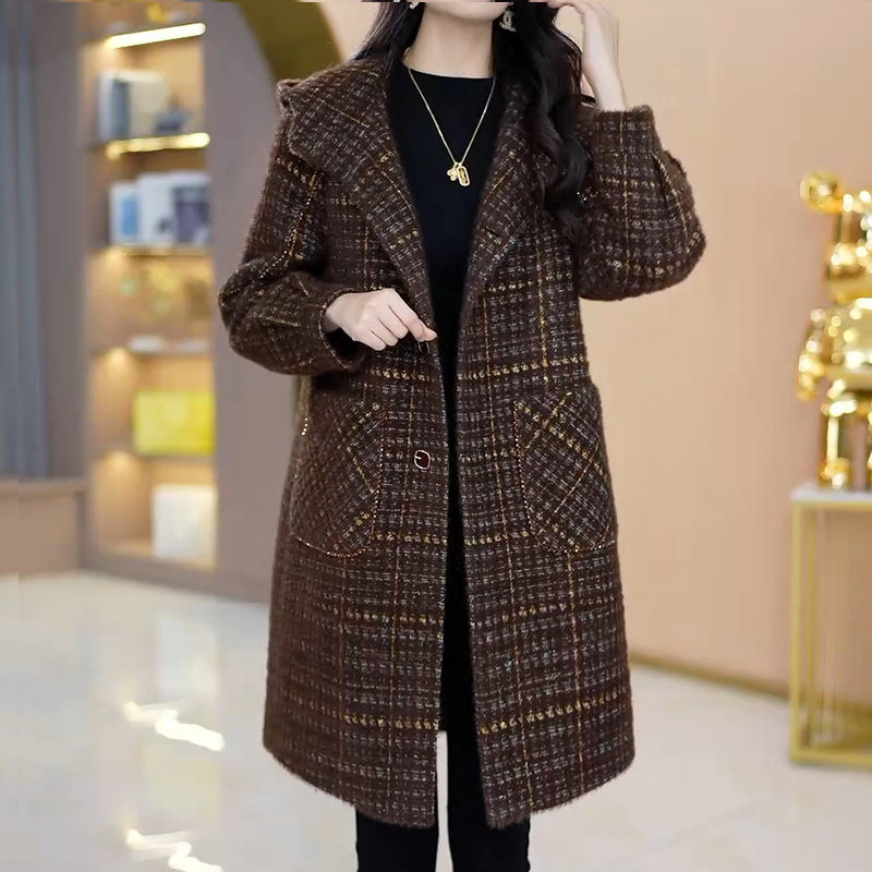 毛呢外套女秋冬2025新款爆款妈妈加厚中长高级感杭州意法风衣大衣