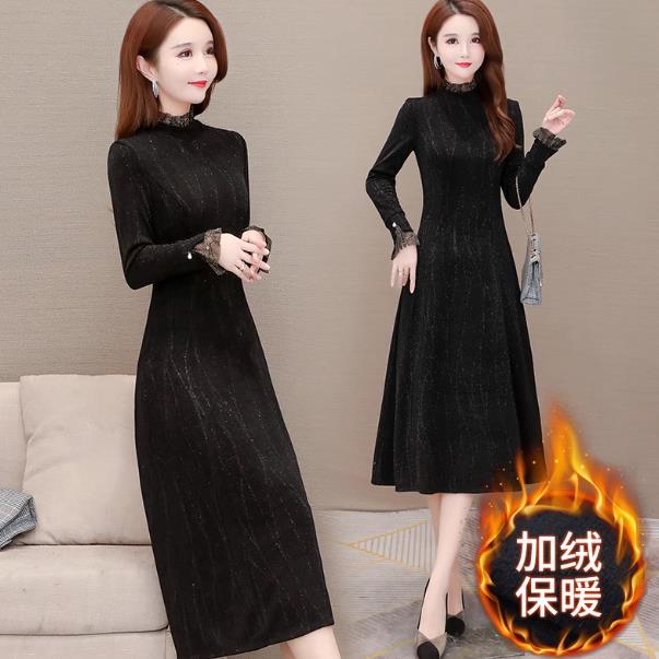 上下两件套连衣裙女冬季2025年新款修身加厚减龄爆款套装裙