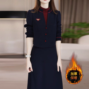 连衣裙2025新款女秋冬十三行爆款巨好看假两件轻奢高级感配大衣厚