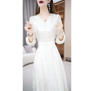 莉丝雅广州十三行爆款连衣裙女装2025春季新款温柔风超仙白色裙子