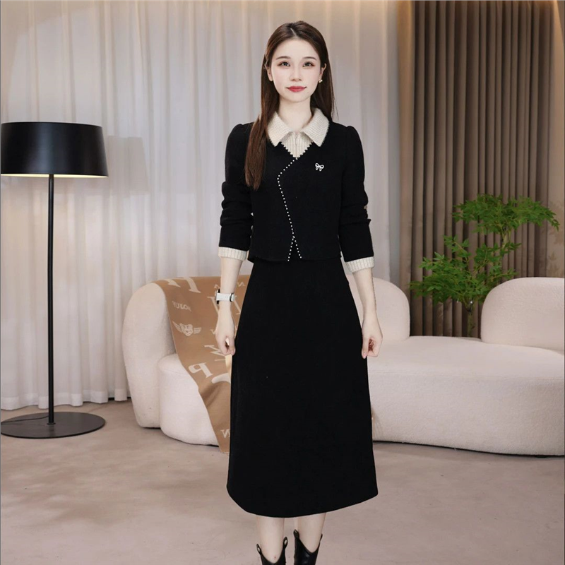 连衣裙2025新款今年流行爆款显瘦长袖拼接时尚名媛秋季小香风显瘦