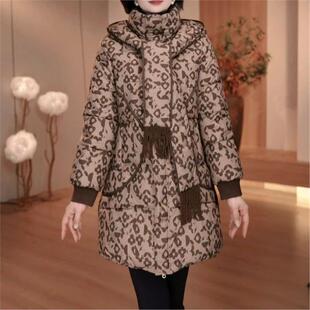 2026新款今年流行爆款中长款冬女装外套拼接连帽时尚洋气宽松保暖