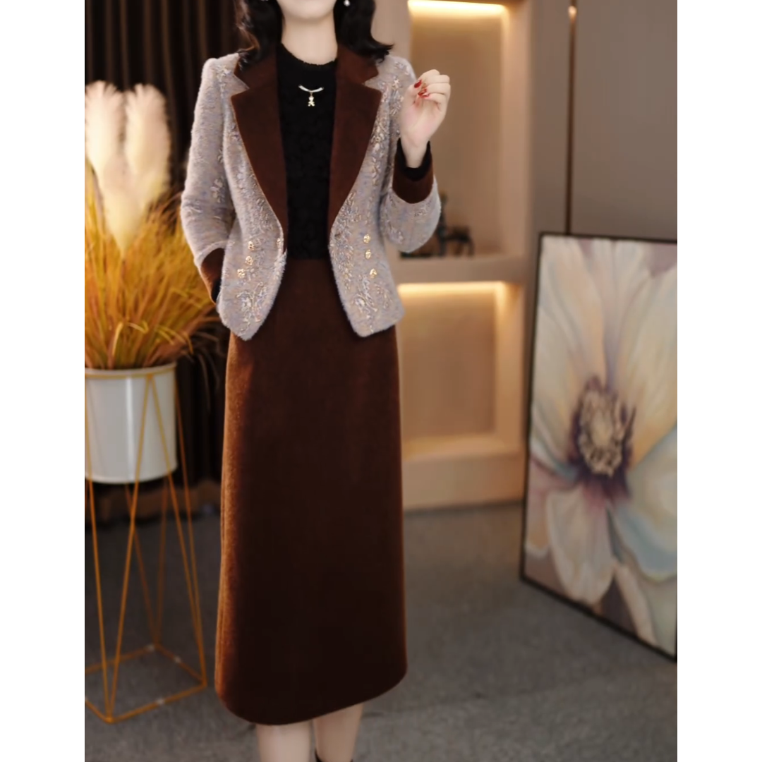 加绒加厚连衣裙女2025年新款超好看显瘦冬季中长款打底裙子