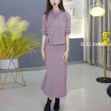 广州十三行新款女士时尚套装裙子2025冬季减龄洋气花朵上衣半身裙