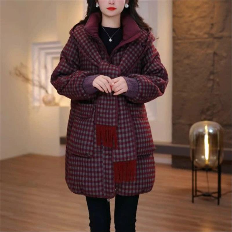 2025新款今年流行爆款秋冬外套棉服中长款加厚大码女装显瘦妈妈装