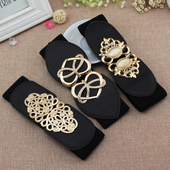 松紧腰带女宽黑色弹力皮带配连衣裙大衣百搭装 饰修身 束腰6cm腰封