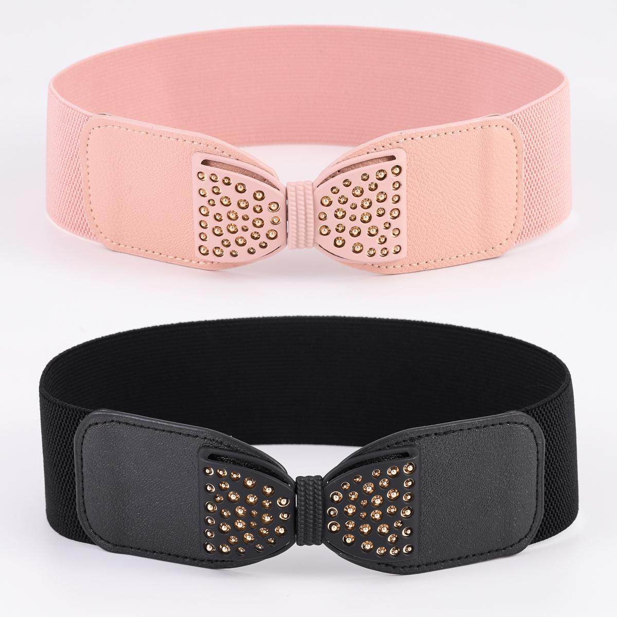 松紧腰带女士弹力宽腰封蝴蝶结装饰配裙子收腰百搭黑色粉色宽腰带,服饰配件/皮带/帽子/围巾,腰带/皮带/腰链,淘宝优惠券,粉丝福利购,淘宝优惠卷